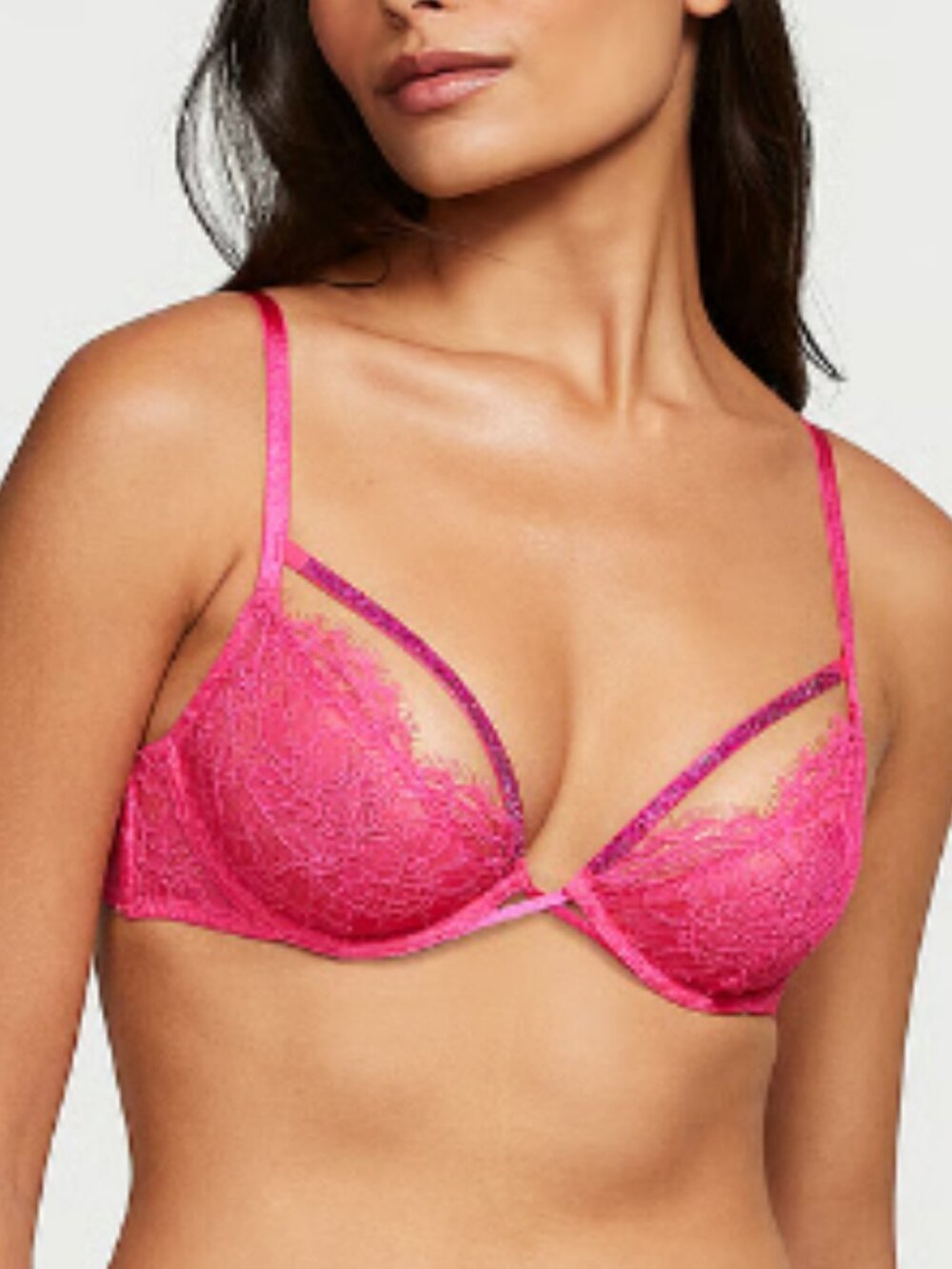 Victoria's Secret Very Sexy Demi Bra 36DDD Women plus NEW Sheer Lace shine